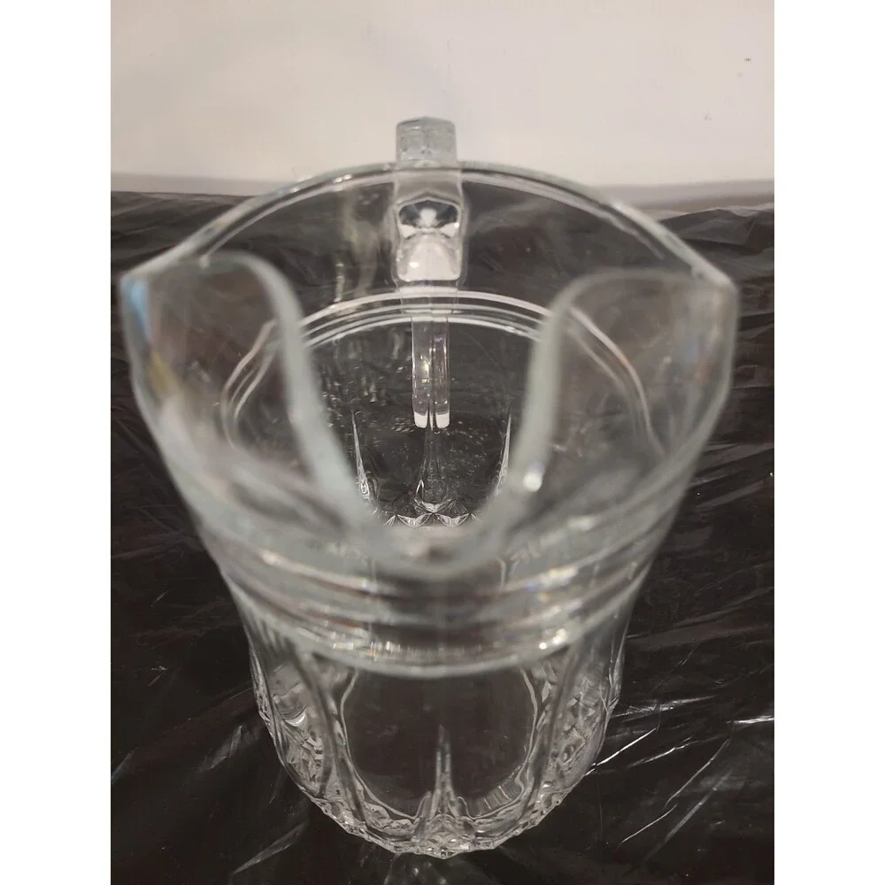 Vintage Crystal Glass Pitcher Unbranded Diamond Cut Bottom